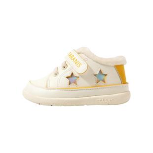 泰兰尼斯宝宝学步鞋冬季加绒加厚保暖婴儿二棉鞋机能鞋白鞋男童