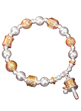 999纯银手链女足银描金新中式国风手串轻奢时尚百搭护身符手链