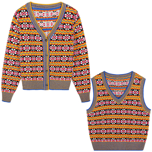 今屿花花 早秋巨好看的上衣两件套针织衫2025新款设计感背心+开衫