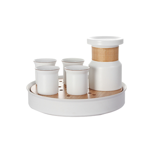 哲品全季酒店同款穿梭陶瓷功夫茶具茶盘套装非遗竹编简约茶壶茶杯