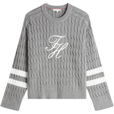 Tommy女士学院风刺绣绞花针织衫