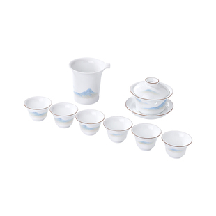 景德镇官方陶瓷茶具套装釉上贴花盖碗家用茶杯礼盒整套2026新款