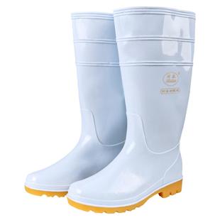 雨鞋男款白色食品厂防滑厨房卫生水靴防油高筒雨靴耐酸碱正品丽泰