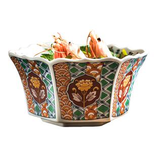 日式餐具宫廷钵碗六边形碗精致复古小碗饭碗陶瓷盘子茶碗个人专用