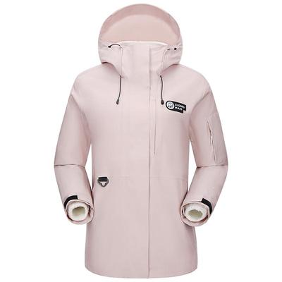骆驼熊猫系列户外粉色冲锋衣女款三合一秋冬登山服防风防水外套