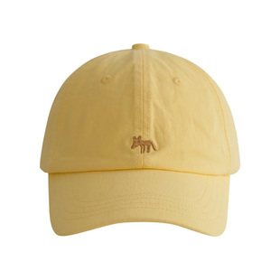 素单舍西淡黄色韩系ins小狐狸刺绣棒球帽女夏宽帽檐显脸小鸭舌帽