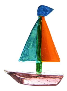 玻璃花式帆船灯塔纯手工制作摆件