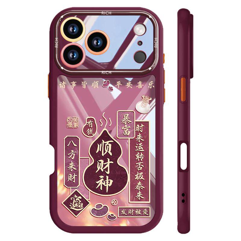 福袋顺财神适用苹果18promax手机壳新款国潮文字iPhone17promax时尚女16pro轻薄透明15气囊防摔14全包pro软13