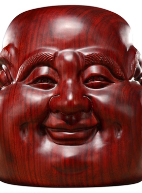 红檀木雕弥勒佛摆件喜怒哀乐