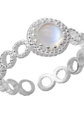 HANXINS999纯银月光石蕾丝珠戒