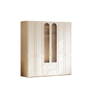 国补新款2025爆款全实木橡木法式奶油风衣柜卧室家用分段式大衣橱