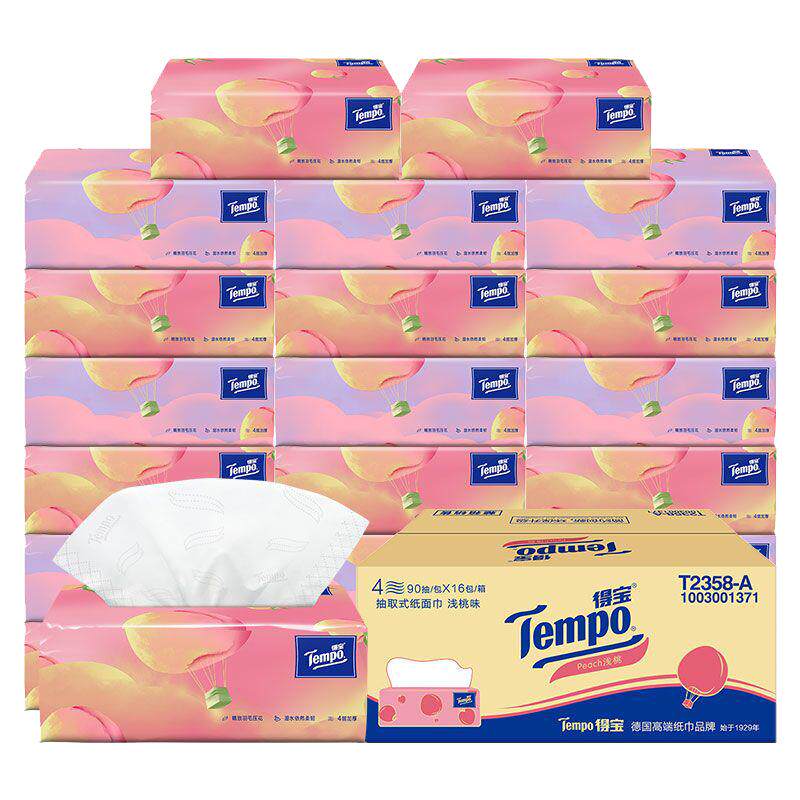 Tempo得宝水蜜桃味抽纸整箱16包