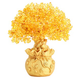 黄水晶摇钱树家居客厅玄关发财树开业乔迁礼品招财酒柜装饰品摆件