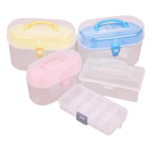 多功能透明塑料手提小收纳箱百宝箱 十字绣针线盒大号收纳盒 diy