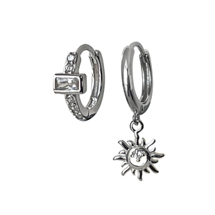 太阳花吊坠耳扣 通体S925纯银短款日常基础款耳环睡觉不用摘耳钉