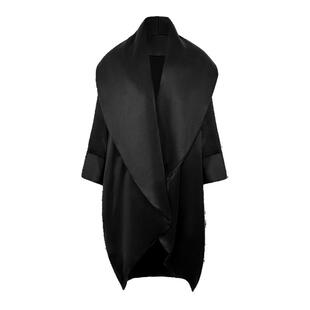 TU女装慵懒简约ROW风重磅真丝加厚棉服宽松廓形中长大衣外套