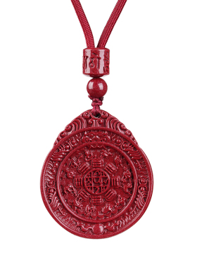 天然朱砂九宫八卦吊坠挂件护身符