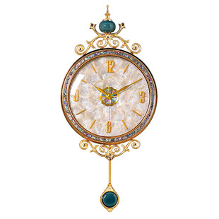 欧式贝壳挂钟轻奢高级客厅高端挂墙钟表时钟2026新款法式创意家用