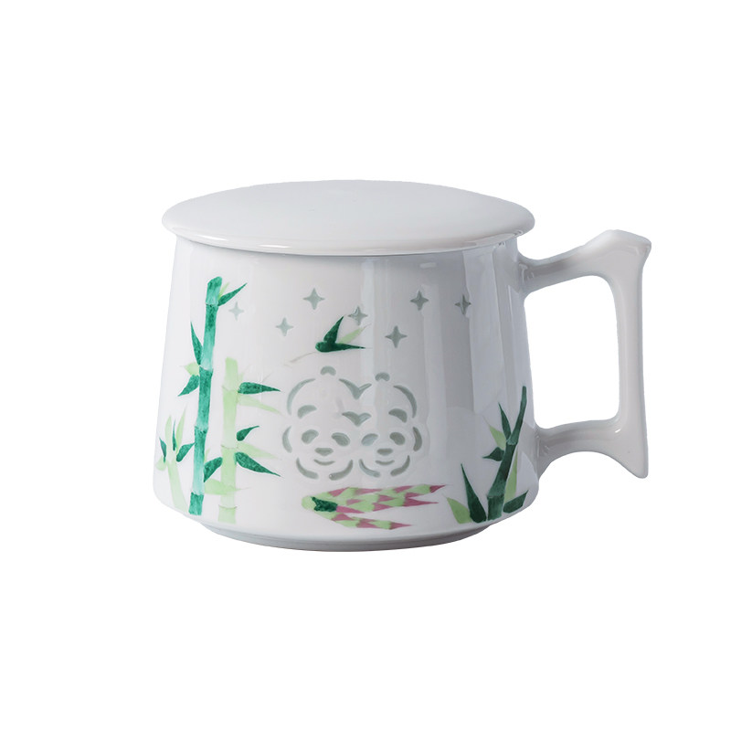 瓷都三彩玲珑茶杯高温烧制国潮风