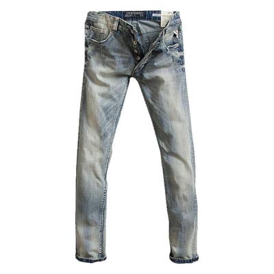 欧美风男式简约猫爪浅色牛仔裤