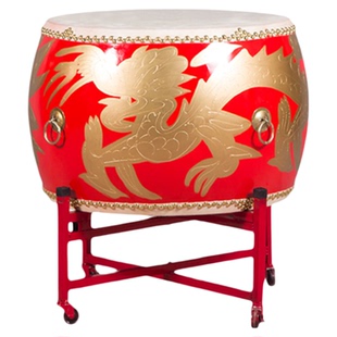 大鼓牛皮鼓中国红成人儿童演出鼓堂鼓龙鼓战鼓寺庙鼓威风锣鼓乐器