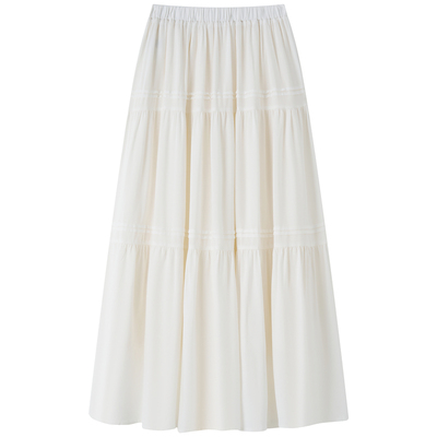 HaloLuu白色半身裙长款蛋糕裙