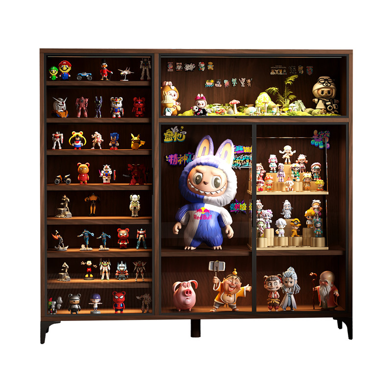 玻璃门防尘展示柜手办模型储物柜