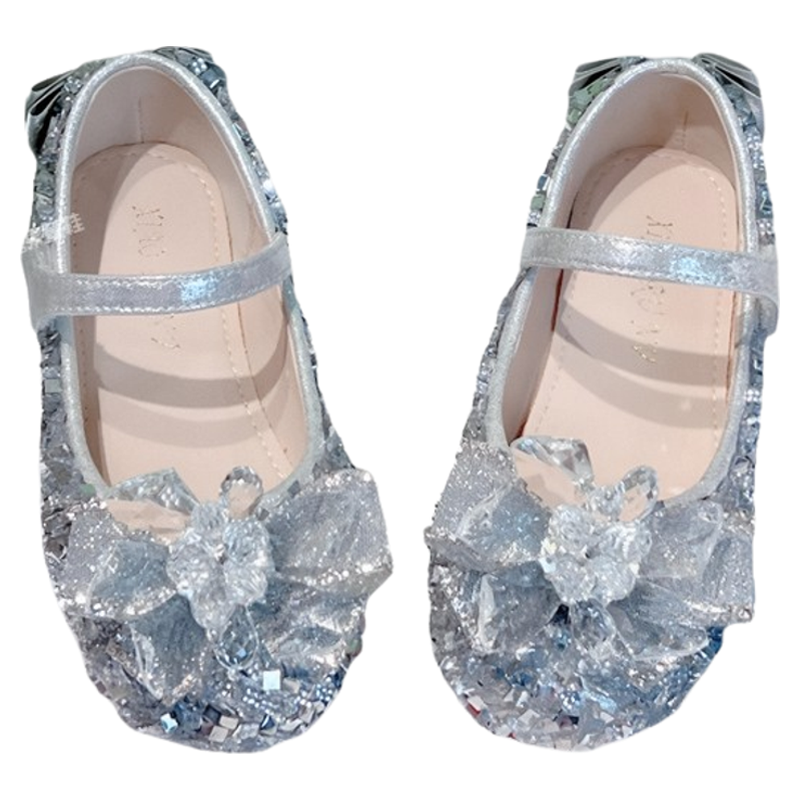 女童水钻公主鞋3儿童软底4水晶鞋5女宝银色6演出7走秀8岁主持皮鞋