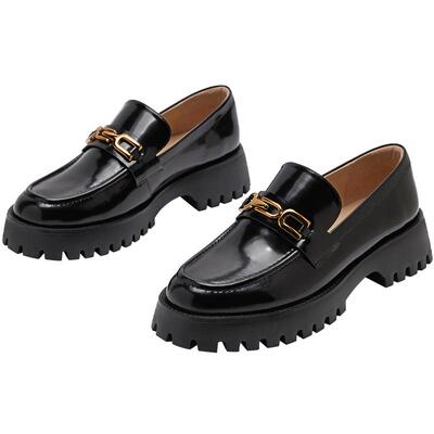 73hours英伦黑色通勤厚底乐福鞋