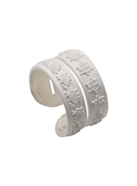 闽南花砖图腾浮雕镂空开口戒指