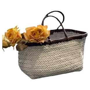 Dragon Diffusion8811拼色编织包复古文艺百搭手提包女白百何同款