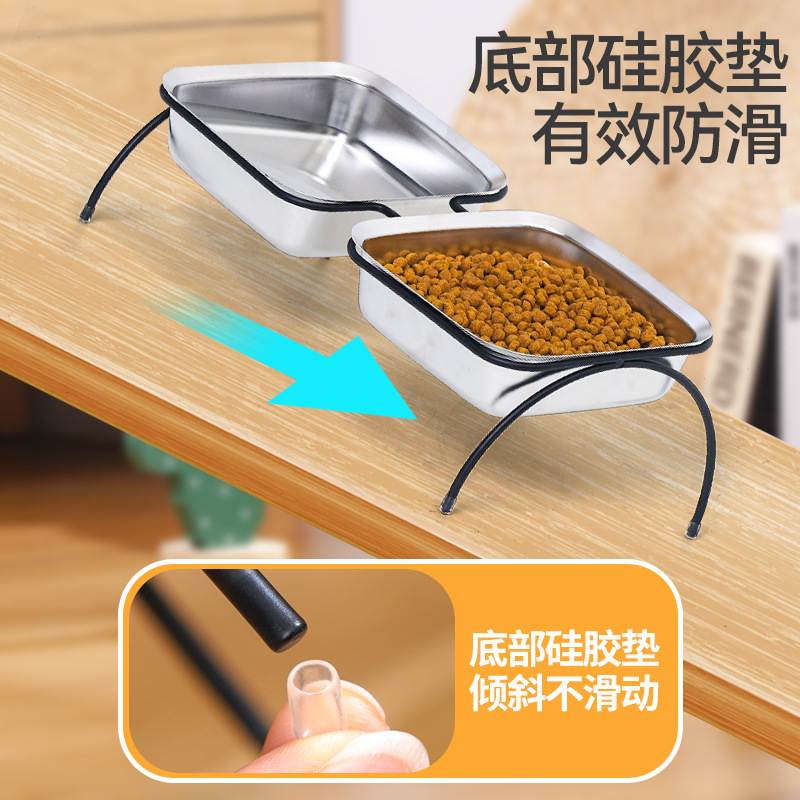 跨境批发宠物用品厂家直销防打翻猫宠物护碗黑碗下巴颈防狗不锈钢