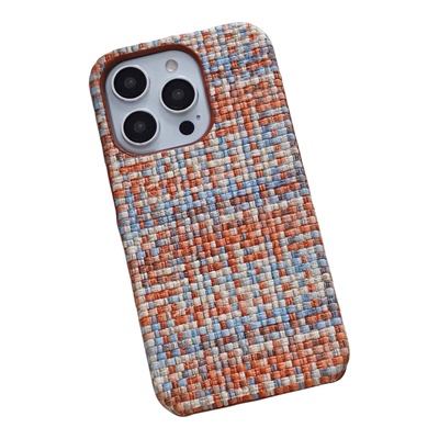 棕纹编织适用于三星s25ultra硬壳S22/S24半包气质秋冬手机壳三星s21ultra/S23ULTRA防摔小众创意保护套s25+