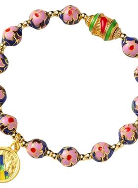 国风景泰蓝掐丝滴油珐琅珠手链