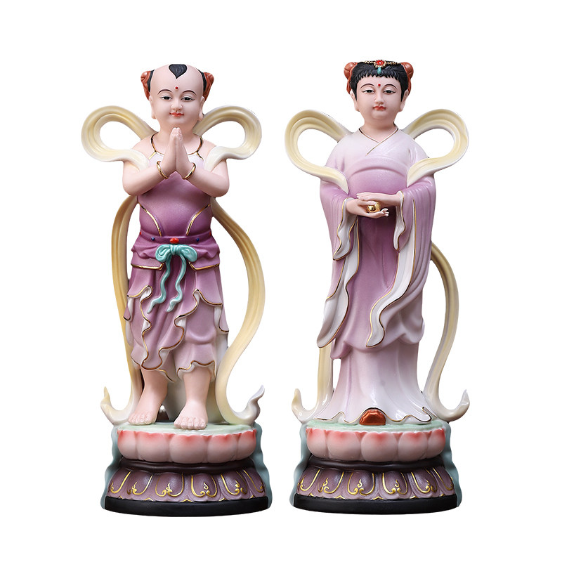 陶瓷善财童子龙女金童玉女摆件