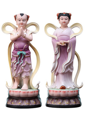 陶瓷善财童子龙女金童玉女摆件