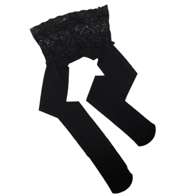 无缝超宽蕾丝腰带天鹅绒连裤袜