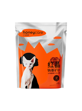 Honeycare 矿石猫砂1.8kg红晶钠基矿砂膨润土除臭无尘好命天生