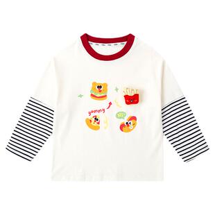 嘟嘟家儿童T恤春秋男童上衣纯棉女童打底衫假两件宝宝衣服潮春装