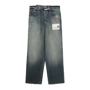 IT Mihara Yasuhiro女装阔腿裤牛仔裤新款街潮解构感拼接叠层长裤