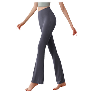 春季新款瑜伽裤女运动微喇健身裤中高腰速干透气直筒九分喇叭裤