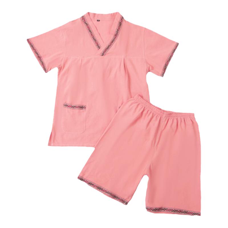 中国风V领纯棉汗蒸服大码浴服