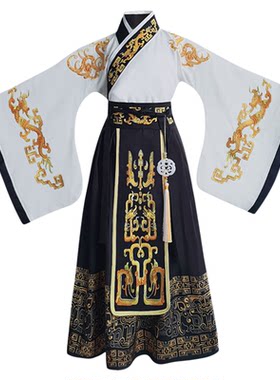 秦始皇服装儿童皇帝龙袍秦制衣服