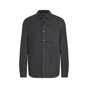 ZEGNA杰尼亚男装冬季深灰色山羊绒及桑蚕丝衬衫外套