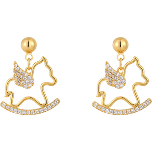 金色小马耳环女2026新款爆款高级感新年耳钉马年巨好看本命年耳饰