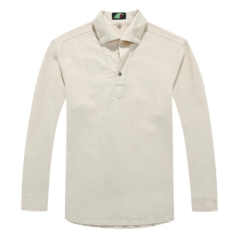 麻中国风男t恤长袖中式大码T恤苎麻宽松上衣国潮胖子休闲打底云叶