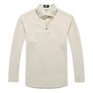 麻中国风男t恤长袖中式大码T恤苎麻宽松上衣国潮胖子休闲打底云叶