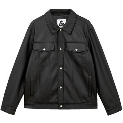 杰克琼斯复古美式PU机车服外套