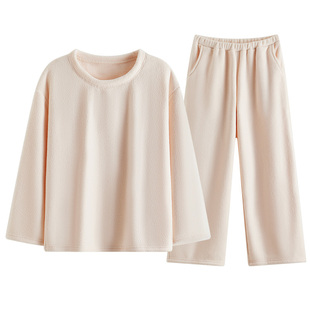 睡衣冬季女加绒加厚可外穿洋气时尚青少年艺术生加绒奶fufu家居服