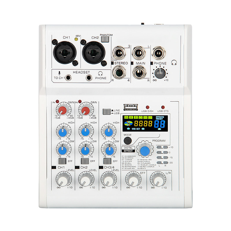 AMIXS小型唱歌声卡调音台4路手机直播全套家用带蓝牙专业88种混响